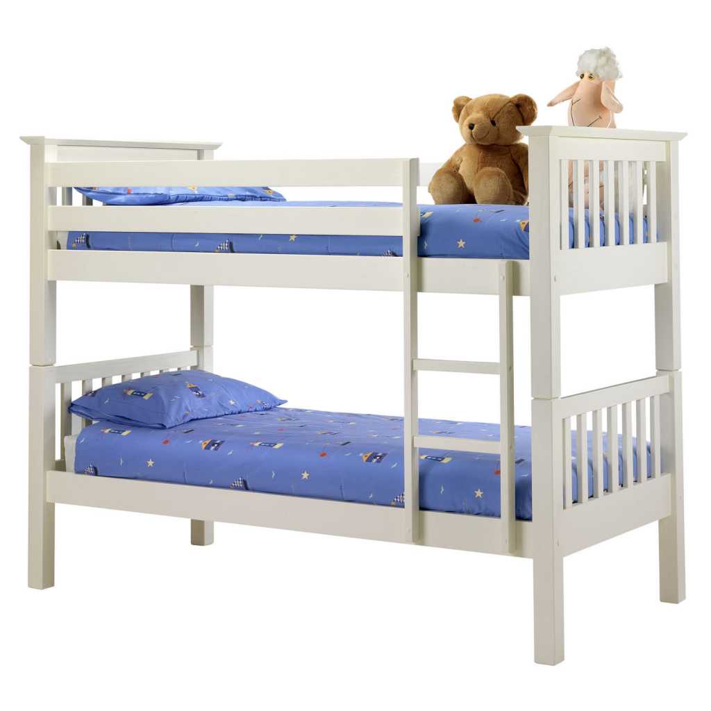 bunk bed white pine seperates into 2 single beds Affordable Furnishings