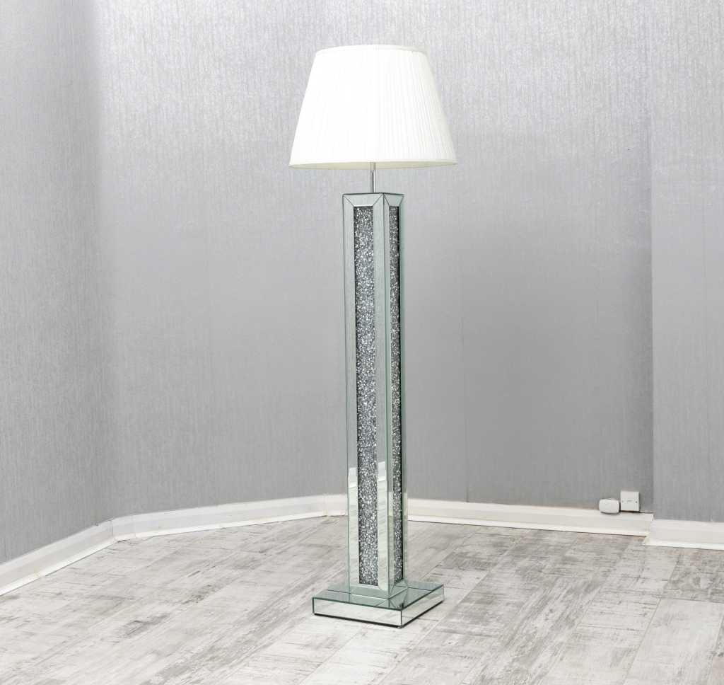 Crushed Glass Mirrored Floor Lamp Affordable Furnishings