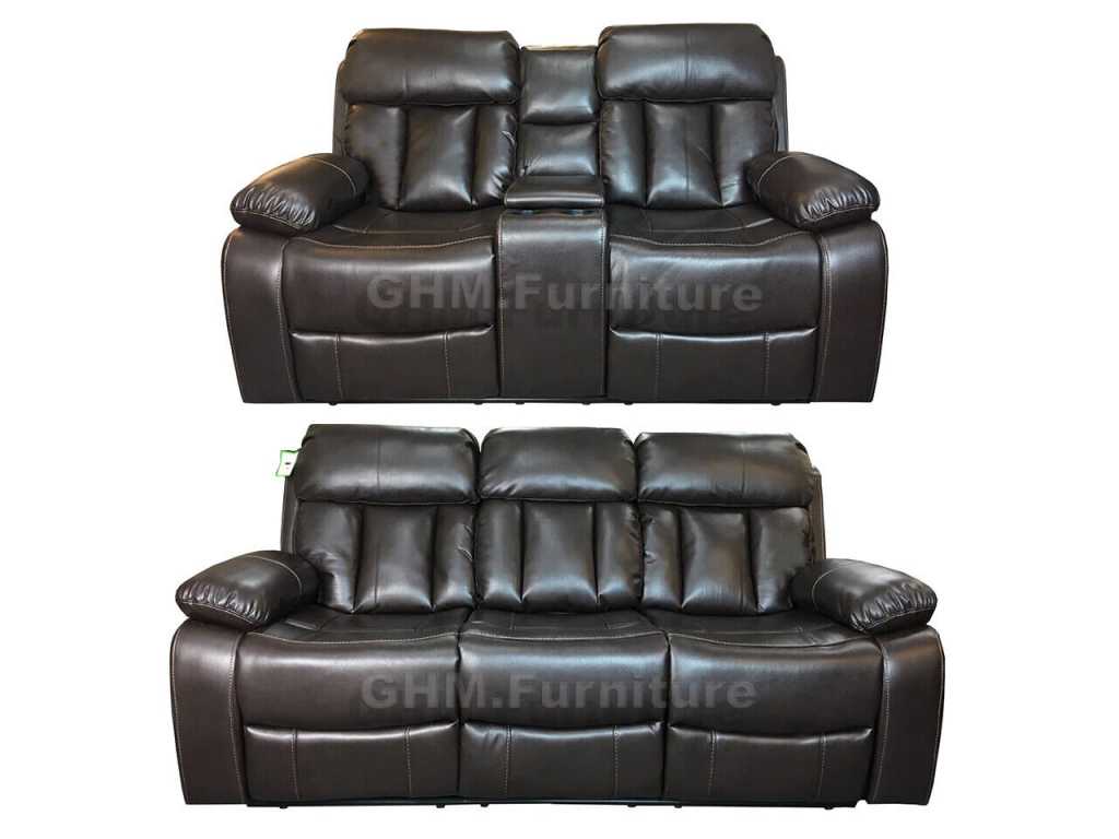 Vancouver 3+2 Recliner Leather Aire Sofa chocolate Affordable